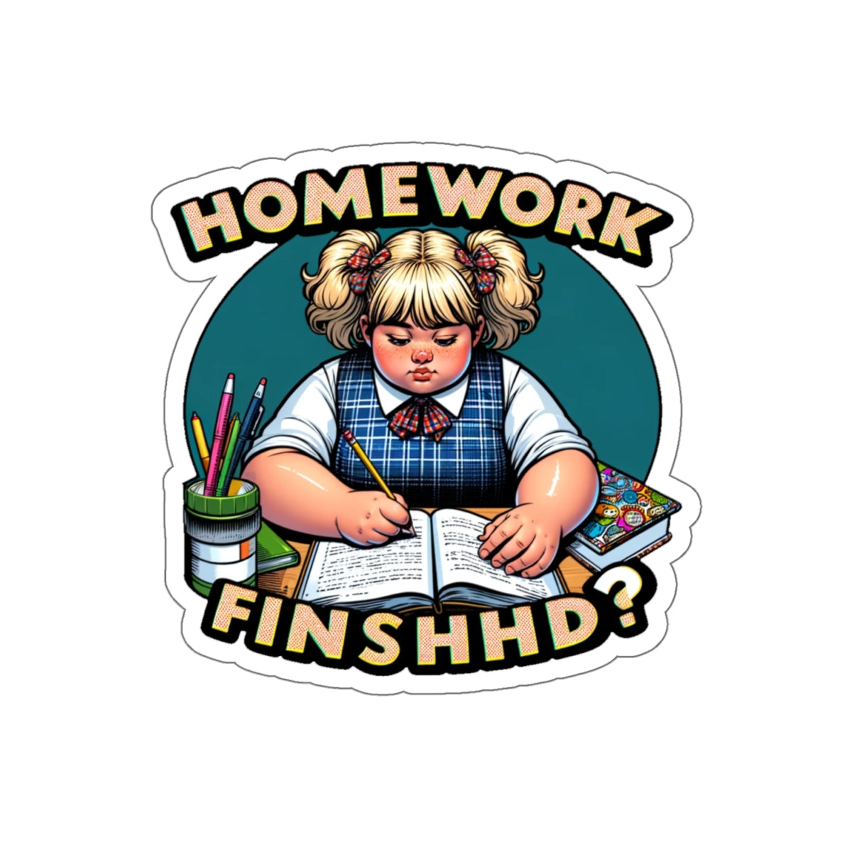 Home work girl Kiss-Cut Sticker